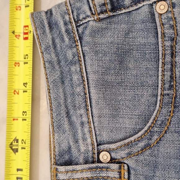 Rock & Roll Cowgirl Peplum Frayed Jean Skirt Festival Sz 31 Western Blue‎ Denim - Picture 3 of 9